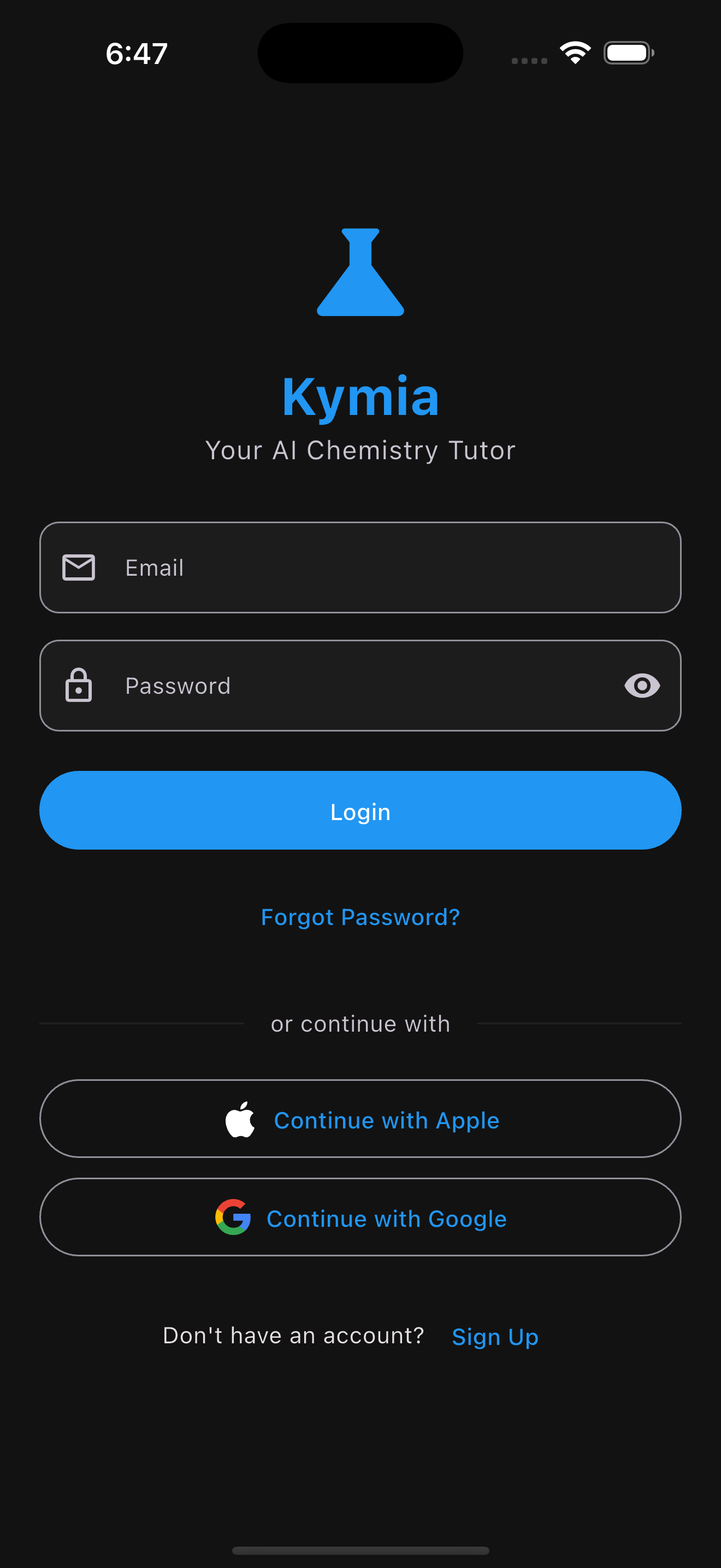 Kymia App - Dark Mode